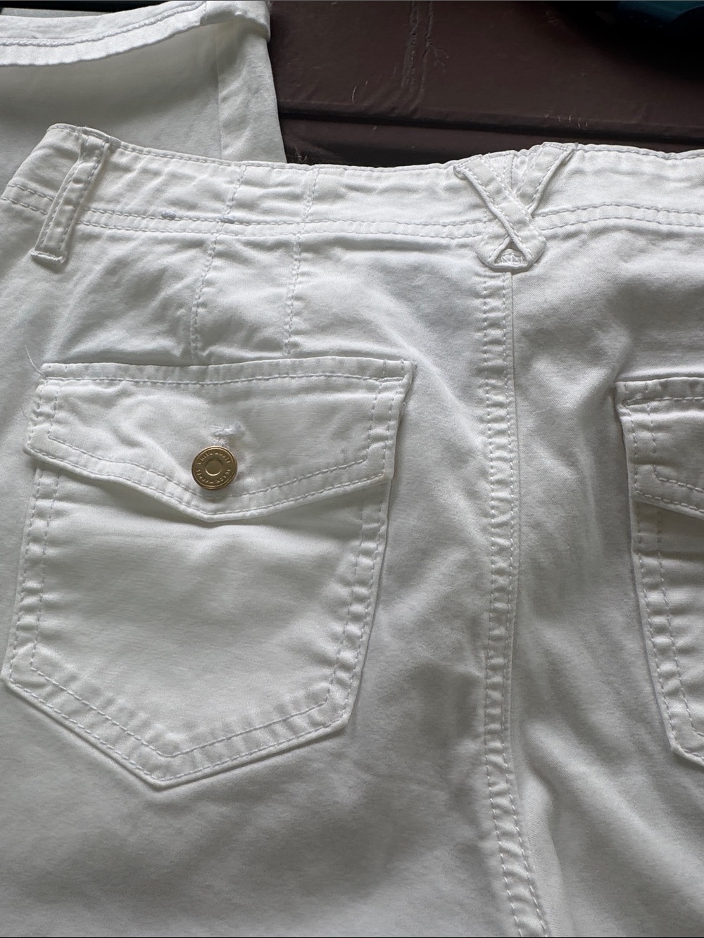WHBM White Cargo Crop Pants